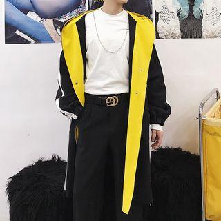 Color Block Double-breasted Hooded Coat