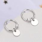 925 Sterling Silver Hoop & Disc Dangle Earring Es781 - 1 Pair - One Size