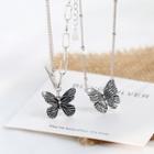 925 Sterling Silver Butterfly Pendant Layered Necklace