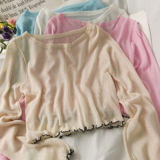 Ruffled-edge Sheer Light T-shirt