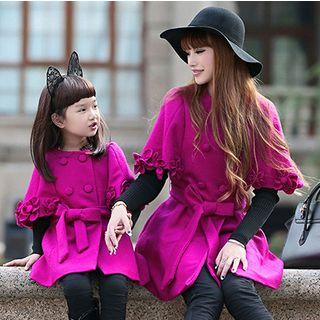 Family Matching Floral Applique Double-breasted Coat