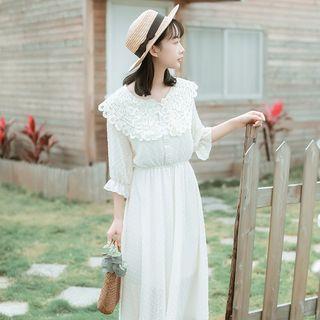 Short-sleeve Crochet Panel Dress