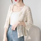 3/4 Sleeve Open Front Open Knit Cardigan