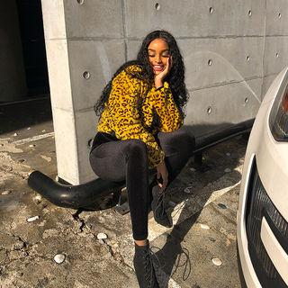 Round-neck Leopard Faux-fur Jacket