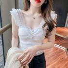 Cap-sleeve Lace Knit Top