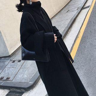 Notch Lapel Open-front Midi Coat