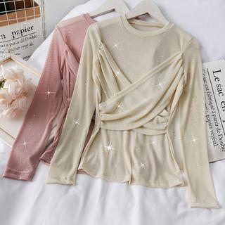 Glitter Cross-strap Mesh Top