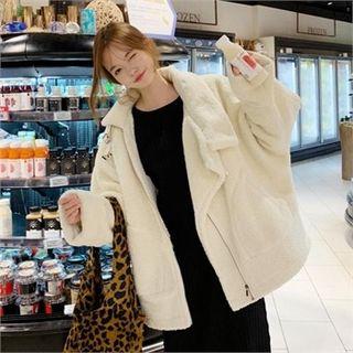 Buckled-neck Loose-fit Fleece Jacket