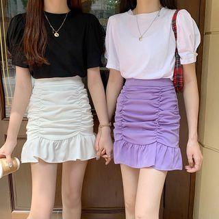 Ruched Ruffle Mermaid Skirt