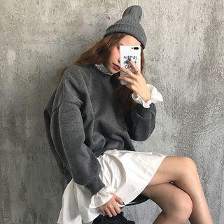 Loose-fit Mock-two Pullover Dress