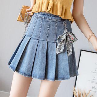 Mini Denim Pleated Skirt