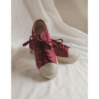 Fleece-lined Toe-cap Corduroy Sneakers