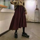 Asymmetric Corduroy A-line Midi Skirt