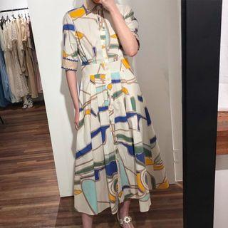 Pattern Single Breasted A-line Dress As Shown In Figure - One Size