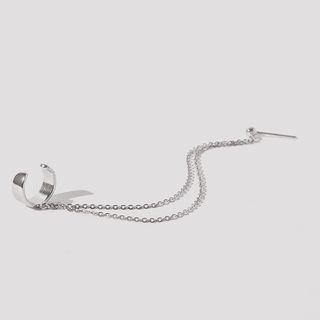 Chain Stud Earring With Ear Cuff