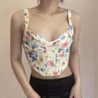 Floral Print V-neck Crop Top