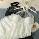 Mesh-panel Lace Halter Dress