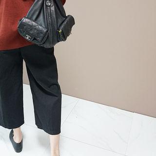 Pintuck-front Cropped Wide-leg Pants