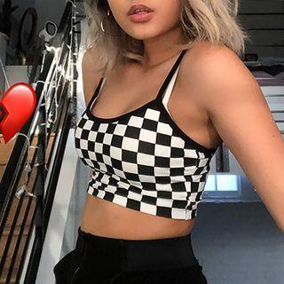 Plaid Print Camisole Crop Top