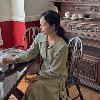 [lovb] Sailor-collar Long Shirtdress With Sash