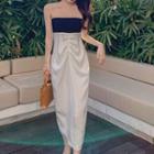 Strapless Two-tone Maxi Sheath Dress