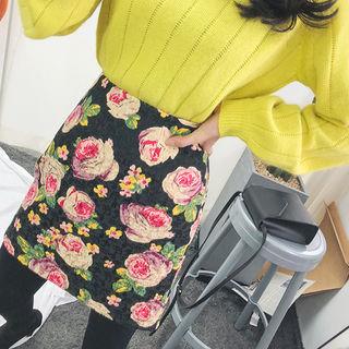 Rosette Jacquard A-line Miniskirt