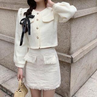 Bow Jacket / Tasseled A-line Skirt