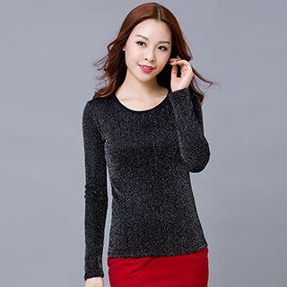 Turtle-neck / Round-neck Boucle Knit Top