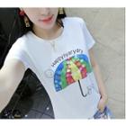 Sequined Printed Short-sleeve T-shirt