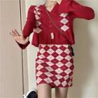 Set: Argyle Cardigan + Skirt