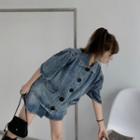 Elbow-sleeve Denim Jacket / Mini A-line Skirt