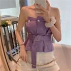 Strapless Irregular Denim Top