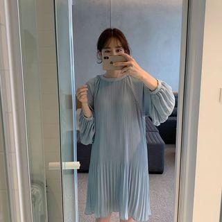Accordion Pleated Chiffon Dress