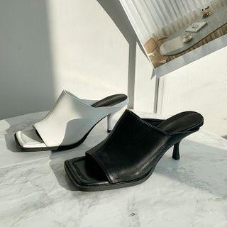 Peep-toe Spool-heel Mules