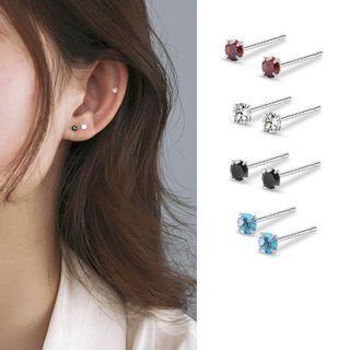 Rhinestone Silver Stud Earring