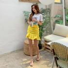 Shirred Mini Mermaid Skirt