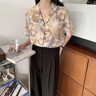 Print Loose-fit Short-sleeve Shirt As Shown In Figure - One Size