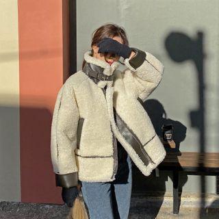 Contrast-trim Faux-shearling Jacket One Size