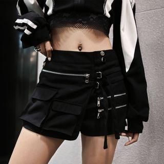 High-waist Zip Hot Pants