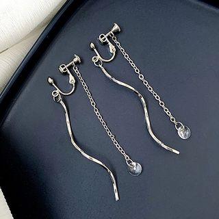 Rhinestone Swirl Alloy Fringed Earring