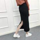Knit Midi Skirt Gray - One Size