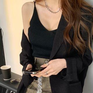 Colored V-neck Ribbed Camisole Top