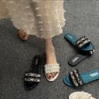 Faux Pearl Flat Slide Sandals