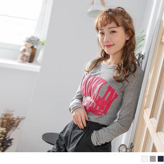 Long Sleeve Lettering Print T-shirt