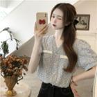 Chiffon Shirt Puff-sleeve Top Short-sleeve