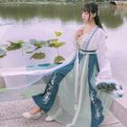 Long-sleeve Embroidery Top/camisole/midi Skirt/shaw