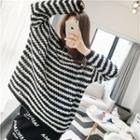 Perforated Striped Chunky Knit Sweater