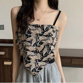 Print Camisole Top Coffee Printed - One Size