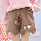 Asymmetric-hem Woolen Skirt Light Brown - S
