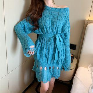 Sashed Sweater Dress
